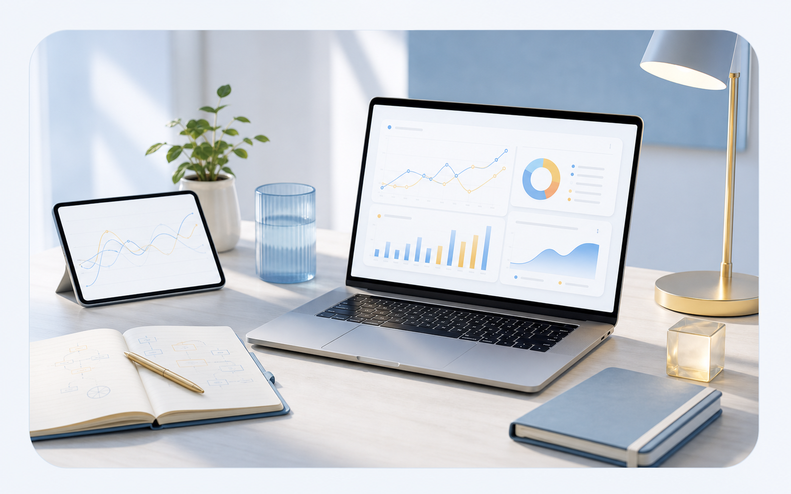 Modern data consulting dashboard workspace