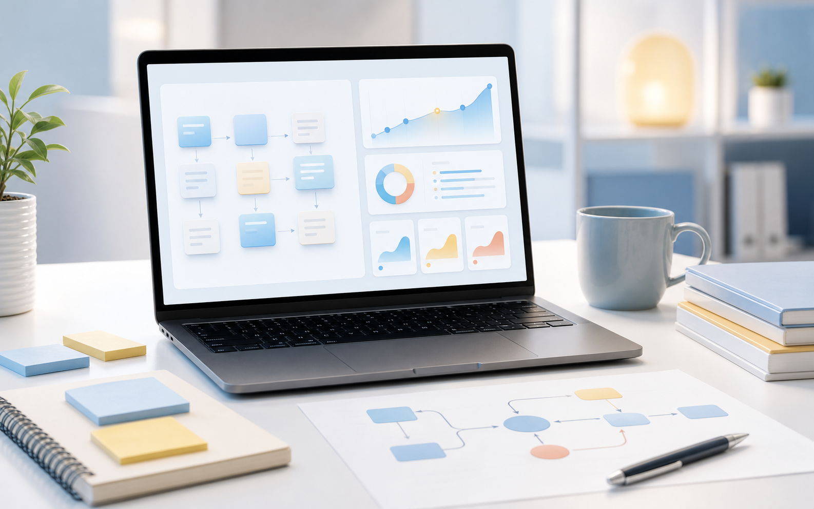 Modern consulting workflow and decision dashboard workspace